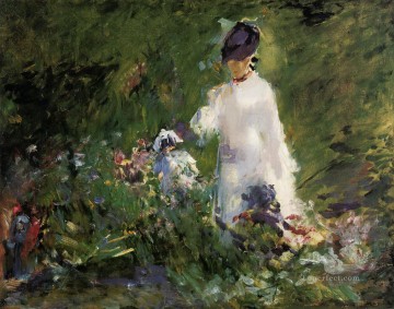 エドゥアール・マネ Painting - 花の中の若い女性 エドゥアール・マネ
